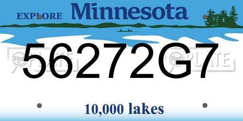 56272G7 Minnesota License Plate