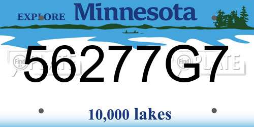 56277G7 Minnesota License Plate