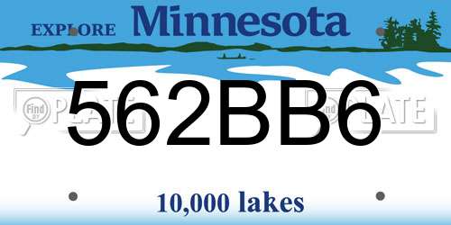 562BB6 Minnesota License Plate