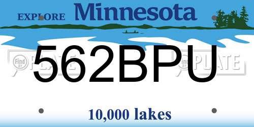 562BPU Minnesota License Plate