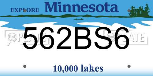562BS6 Minnesota License Plate