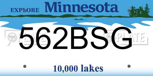562BSG Minnesota License Plate