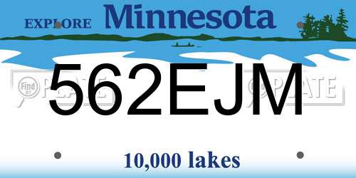 562EJM Minnesota License Plate