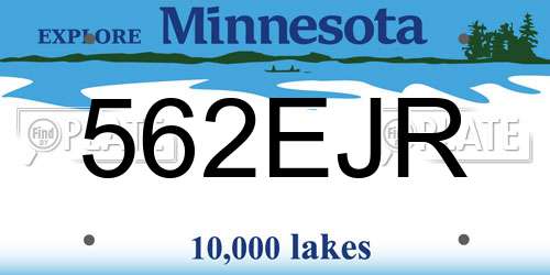 562EJR Minnesota License Plate
