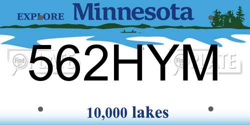 562HYM Minnesota License Plate
