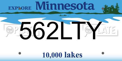 562LTY Minnesota License Plate