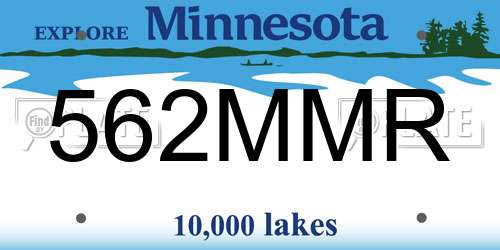 562MMR Minnesota License Plate