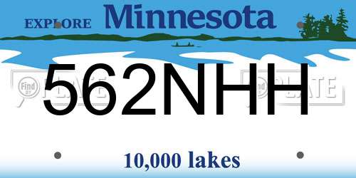 562NHH Minnesota License Plate