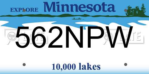 562NPW Minnesota License Plate