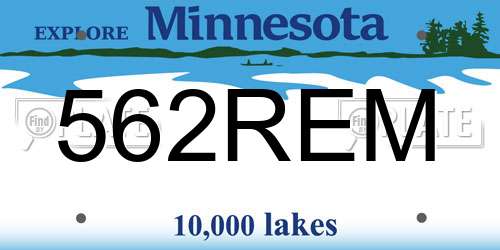 562REM Minnesota License Plate