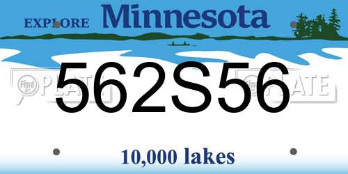 562S56 Minnesota License Plate