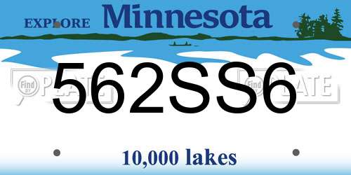 562SS6 Minnesota License Plate
