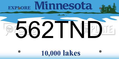 562TND Minnesota License Plate