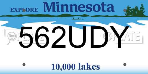 562UDY Minnesota License Plate