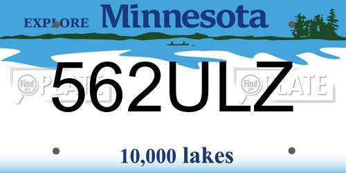 562ULZ Minnesota License Plate