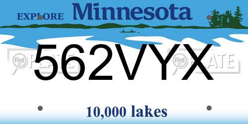 562VYX Minnesota License Plate