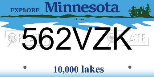 562VZK Minnesota License Plate