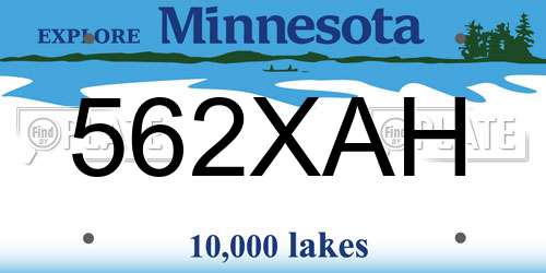 562XAH Minnesota License Plate
