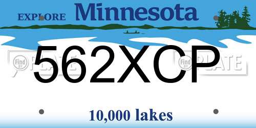 562XCP Minnesota License Plate