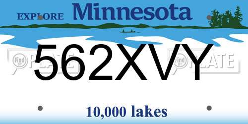 562XVY Minnesota License Plate