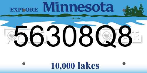 56308Q8 Minnesota License Plate