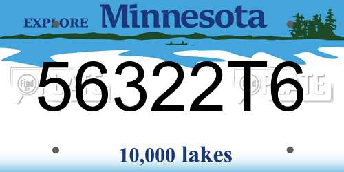56322T6 Minnesota License Plate