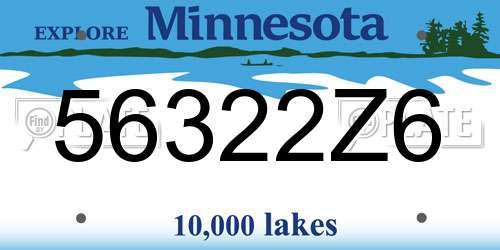 56322Z6 Minnesota License Plate