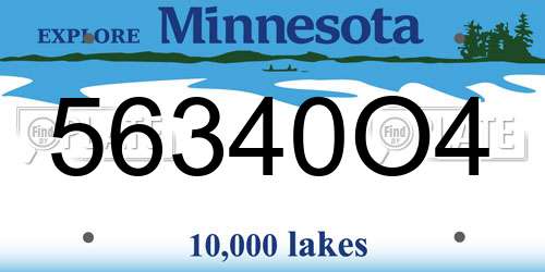 56340O4 Minnesota License Plate