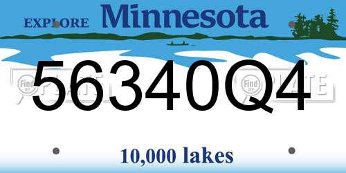 56340Q4 Minnesota License Plate