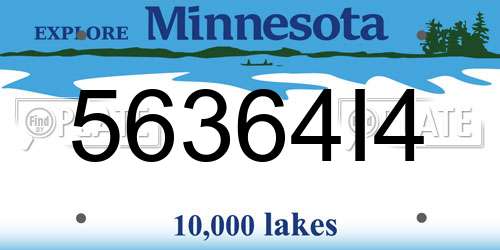 56364I4 Minnesota License Plate