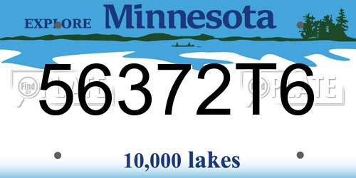 56372T6 Minnesota License Plate