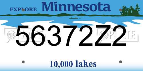 56372Z2 Minnesota License Plate