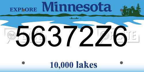 56372Z6 Minnesota License Plate