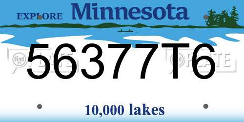 56377T6 Minnesota License Plate