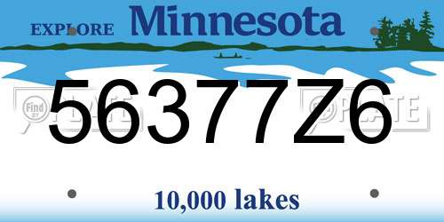 56377Z6 Minnesota License Plate