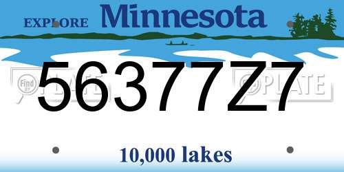 56377Z7 Minnesota License Plate
