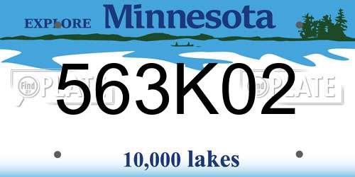 563K02 Minnesota License Plate