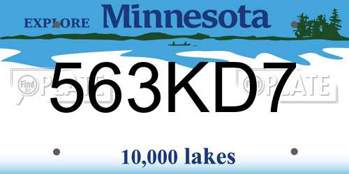563KD7 Minnesota License Plate