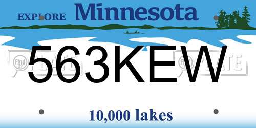563KEW Minnesota License Plate