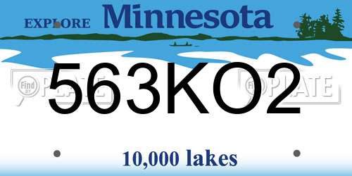 563KO2 Minnesota License Plate