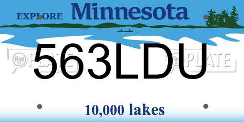 563LDU Minnesota License Plate
