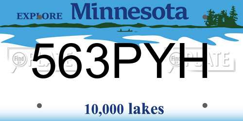 563PYH Minnesota License Plate