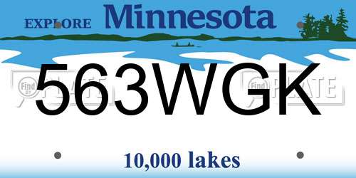 563WGK Minnesota License Plate