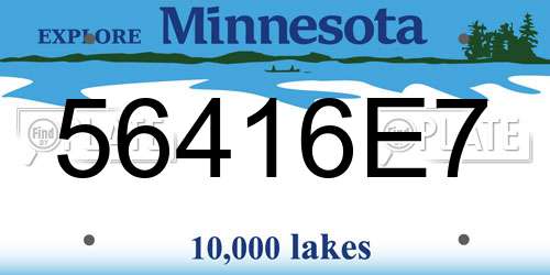 56416E7 Minnesota License Plate