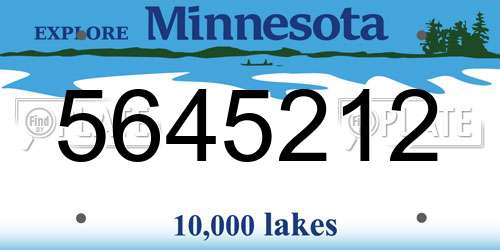 5645212 Minnesota License Plate