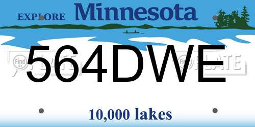 564DWE Minnesota License Plate