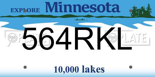 564RKL Minnesota License Plate