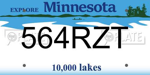 564RZT Minnesota License Plate