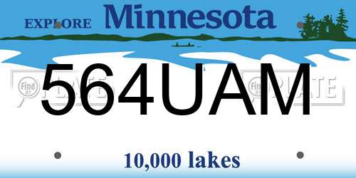 564UAM Minnesota License Plate