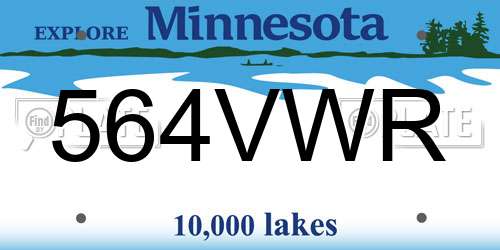 564VWR Minnesota License Plate